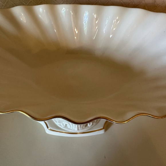 LENOX Aquarius Centerpiece Bowl Tabletop China 24K Gold Trim Vintage Collectible - Picture 5 of 10